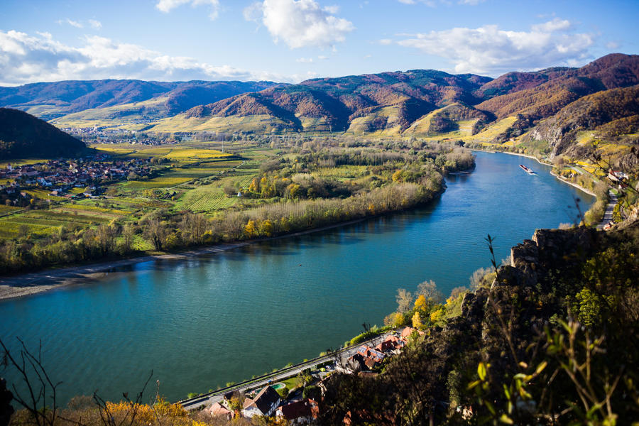 Landscape of Wachau valley, Danube river, Austria.