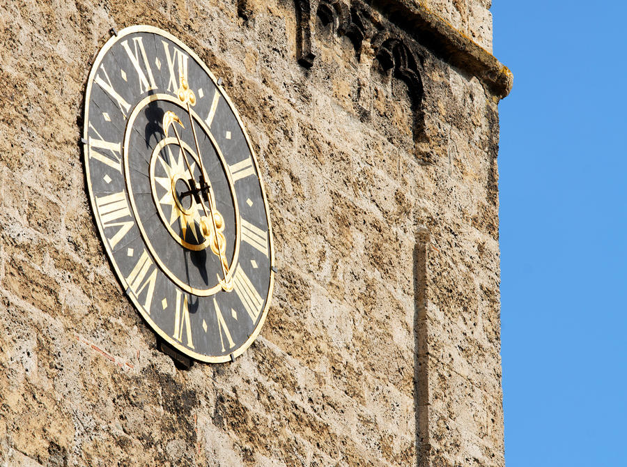 Old Church clock in Zell Am See, Austria