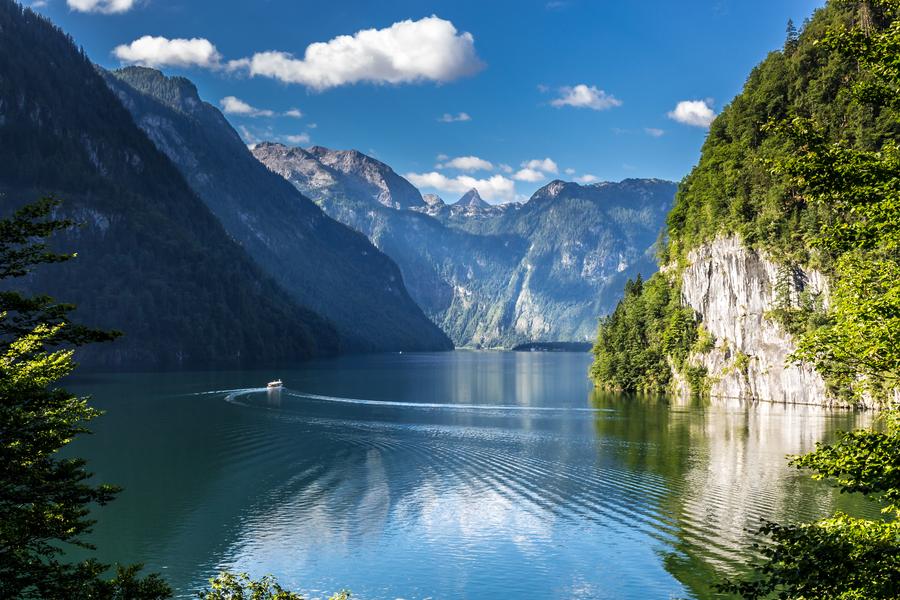 Konigssee Idyllic alpine lake in Berchtesgaden, Bavaria, Germany