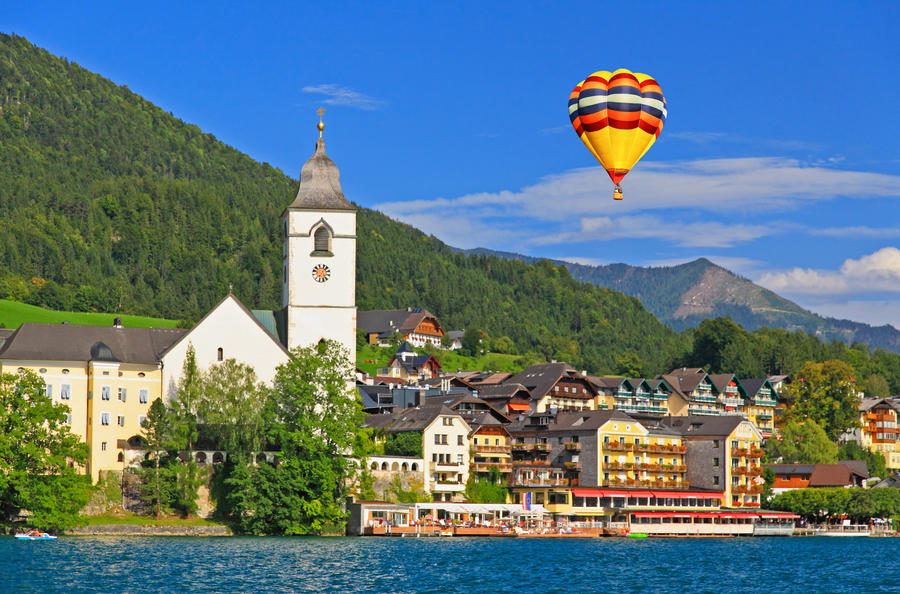 The beautiful St. Wolfgang in Lake district near Salzburg Austria