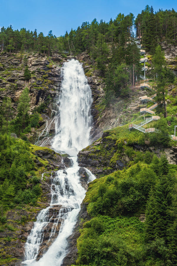 Stuibenfall waterfall in Otztal, Austria is the longest waterfall (159 m) in Tirol