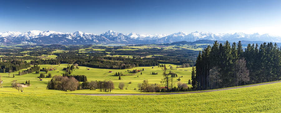 Germany, Bavaria, Allgaeu, panoramic view to alps mountains