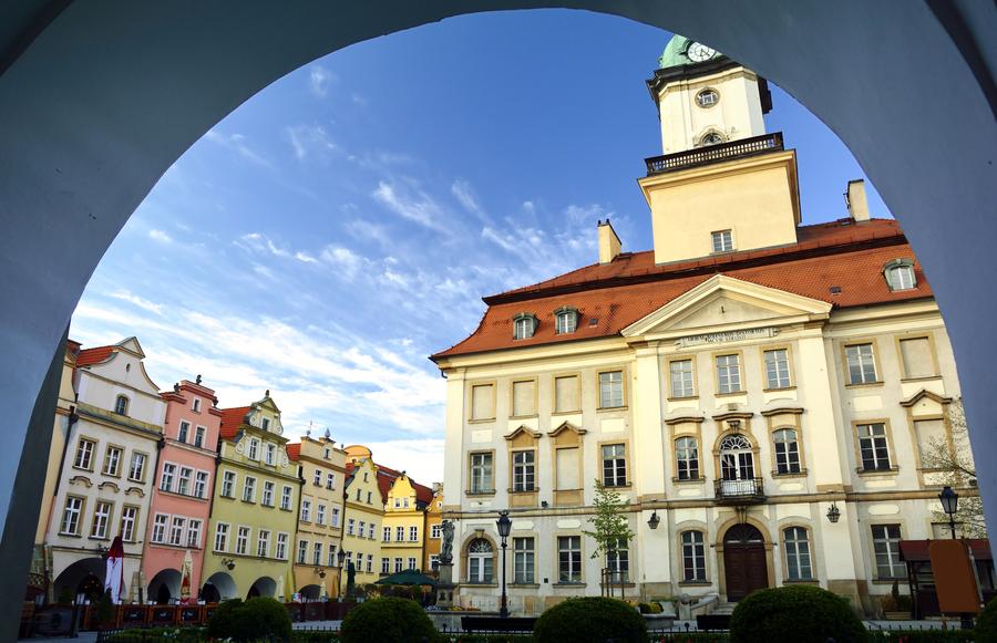 Market square in old town of Jelenia Gora, Poland