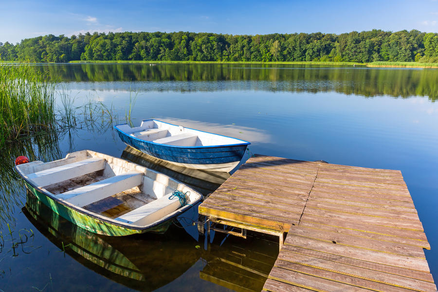 Fishing boats on the masurian lake in Poland