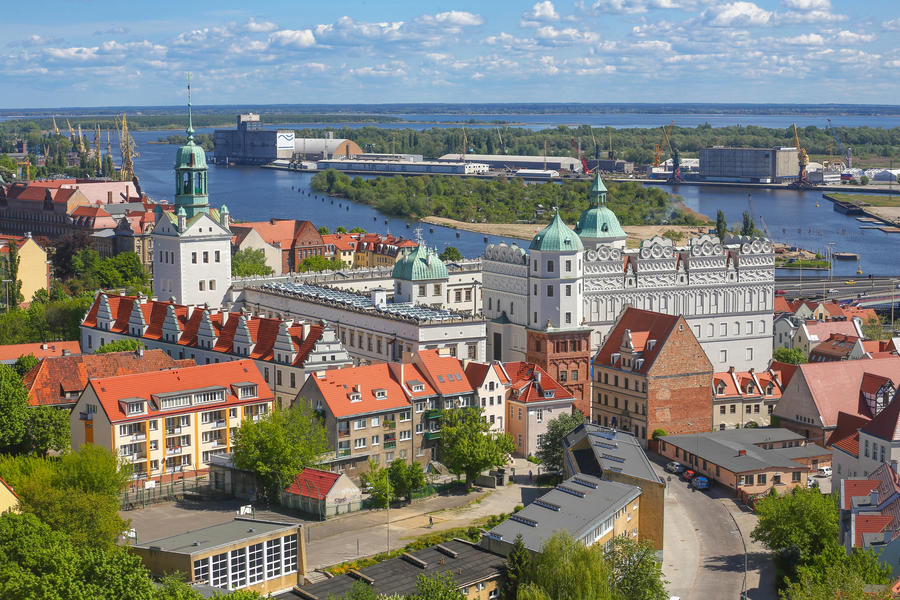 A top view of the Szczecin town (Bristles) Poland