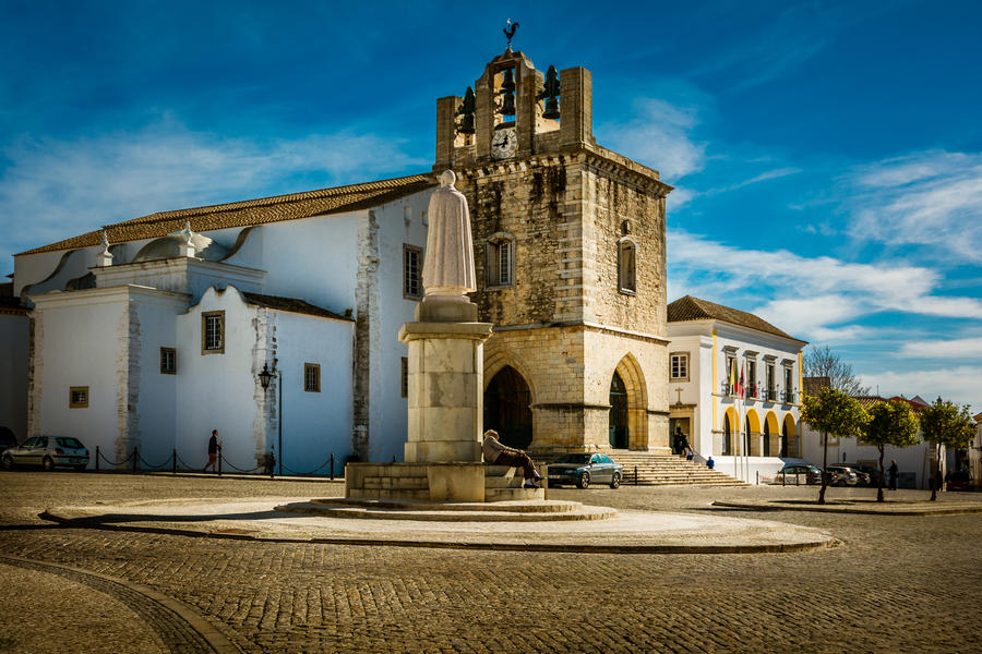 Beautiful architecture in town of Faro, Portugal
