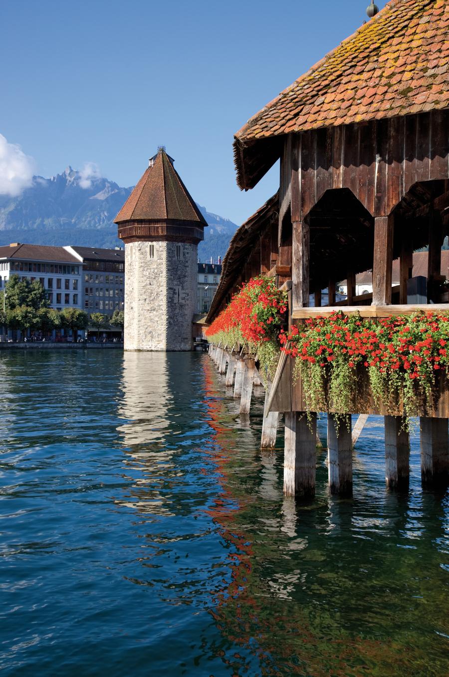 Kapellbrücke und Wasserturm, Fluss Reuss, Luzern, Kanton Luzern, Schweiz