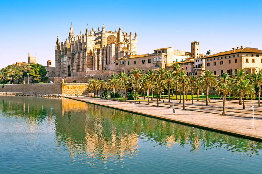 View of Cathedral in Palma de Mallorca, Spain