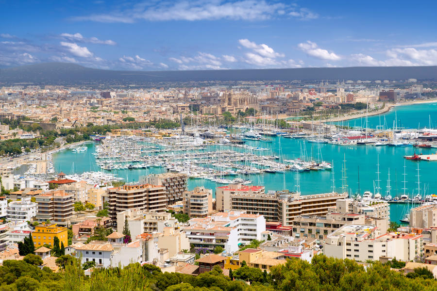 Aerial view of Palma de Mallorca in Majorca Balearic islands Spain [Photo Illustration]