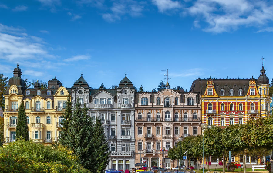 Street in Marianske Lazne city center, Czech republic