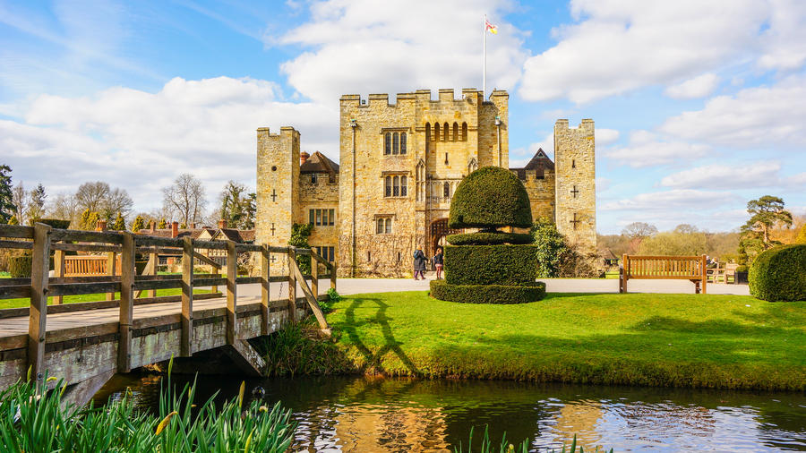 castle with moat and walkway