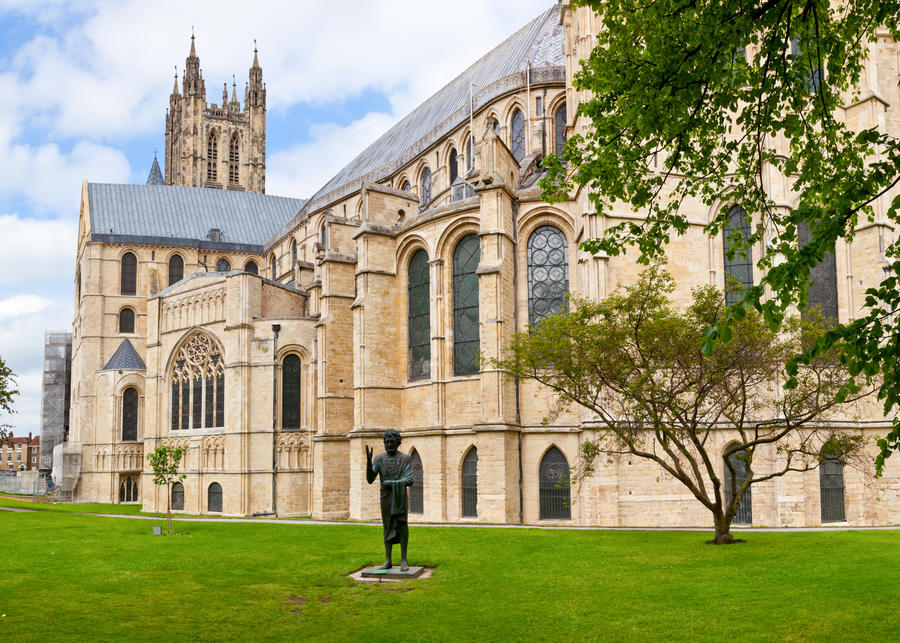 Canterbury Cathedral with The Son of Man Statue in Canterbury, Kent,  England