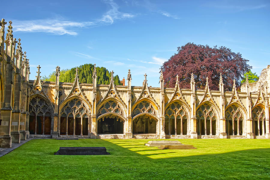 Cloister Garden in Canterbury Cathedral in Canterbury in Kent of England. It is one of the most famous cathedrals in England. It is the Archbishop of Canterbury Cathedral.