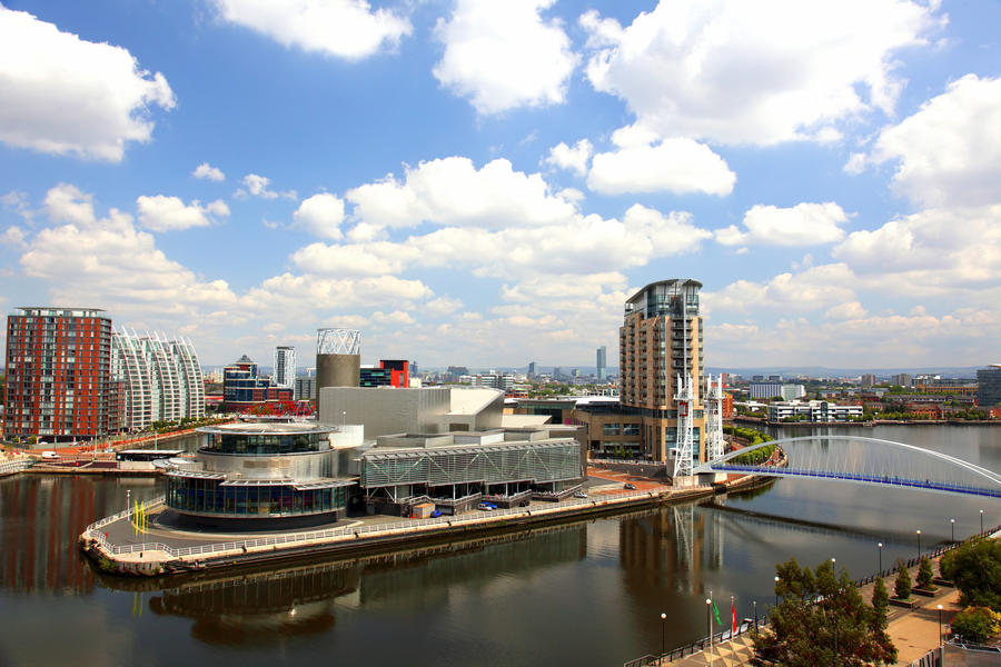 Panoramic view of Manchester, England, UK