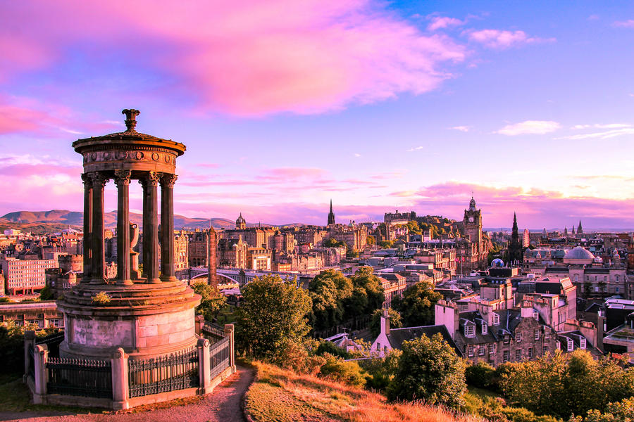 Edinburgh skyline seen from Calton Hill, Scotland, United Kingdom