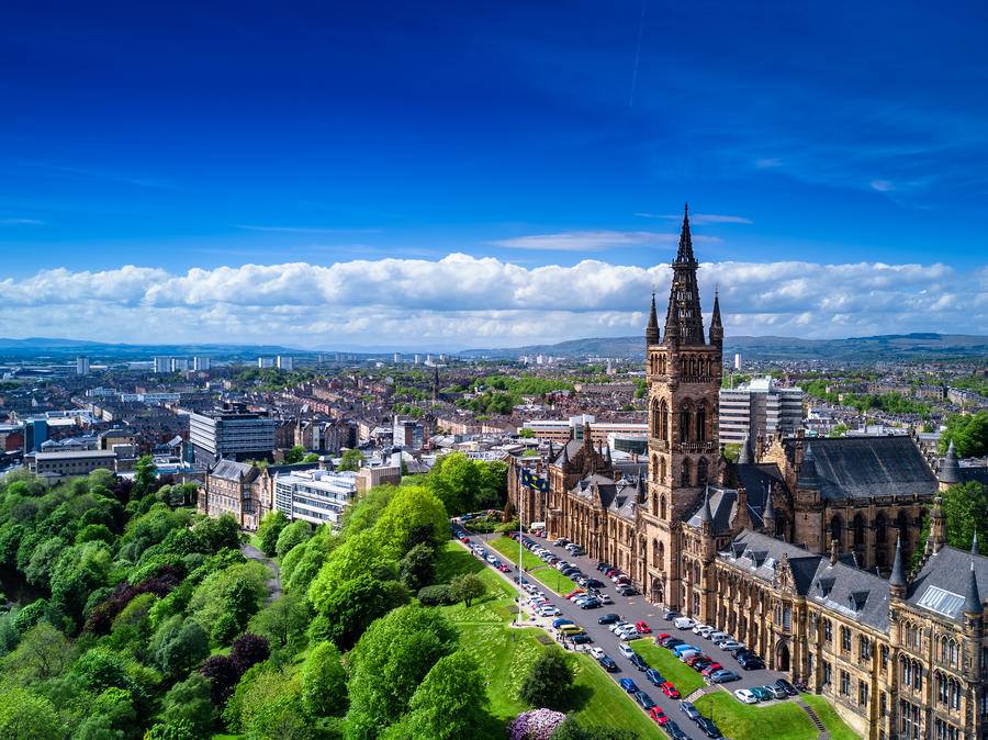 Aerial view of Glasgow, Scotland, UK.