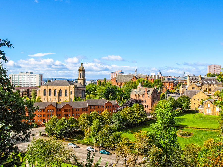 High dynamic range view of the city of Glasgow in Scotland, United Kingdom