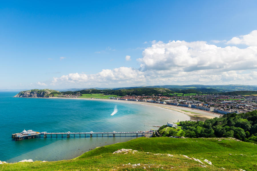 Beautiful Summer Day in  Llandudno Sea Front in North Wales, United Kingdom