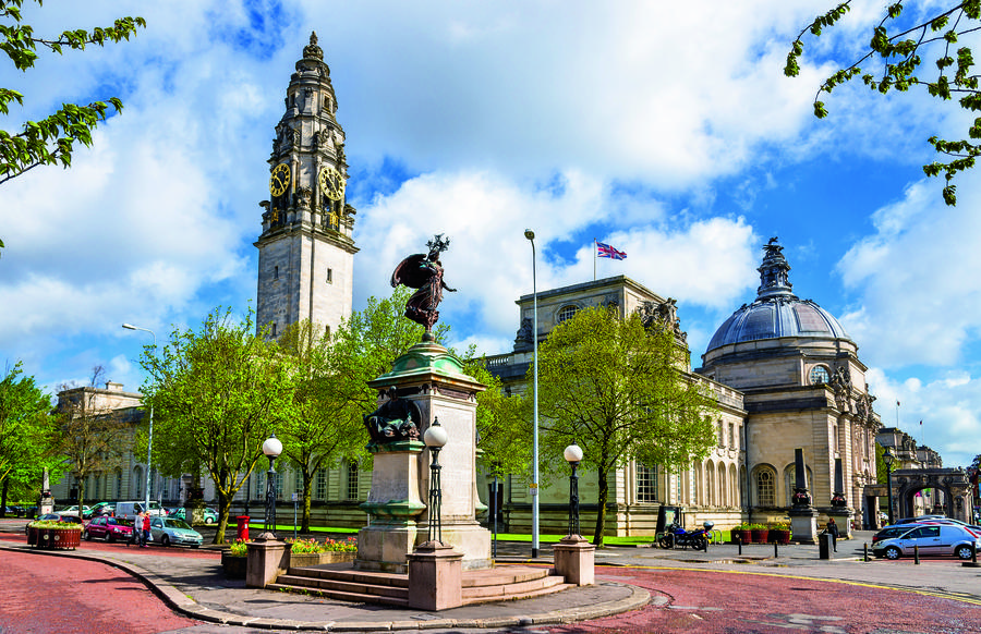 View of City Hall of Cardiff - Wales, Great Britain