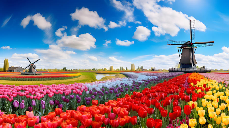 Radeln inmitten der Tulpenblüte