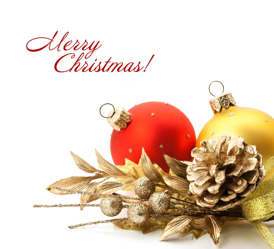 Bright christmas composition with balls and sample text