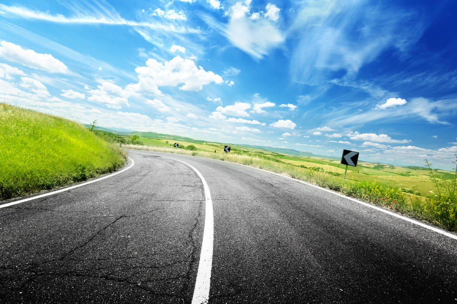 asphalt road in Tuscany Italy