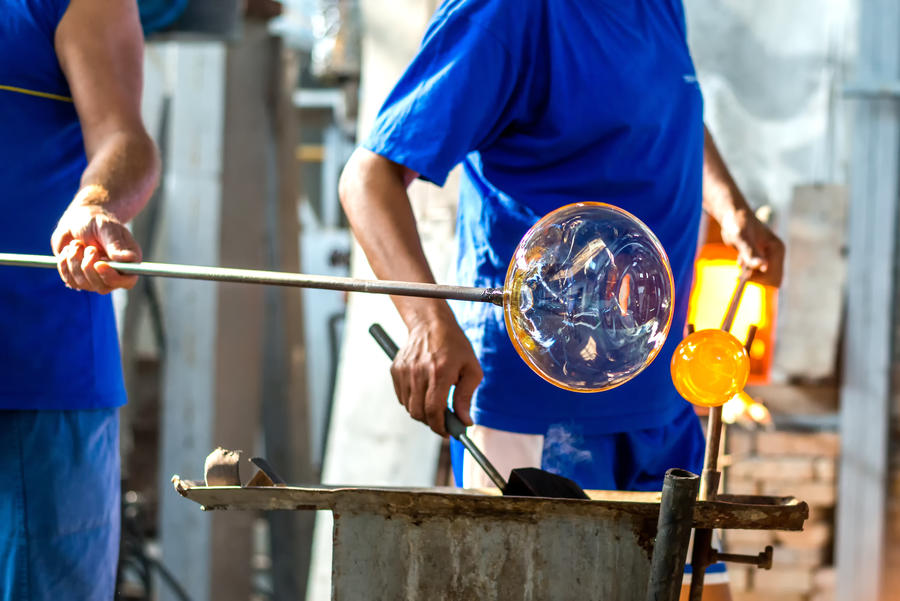 Handmade figures of melted glass - selective focus