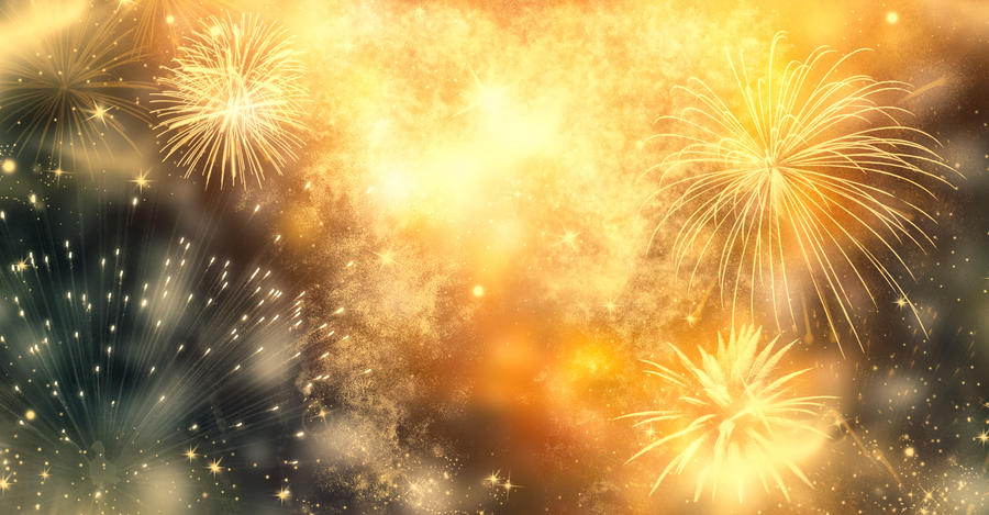 fireworks at New Year and copy space - abstract holiday background