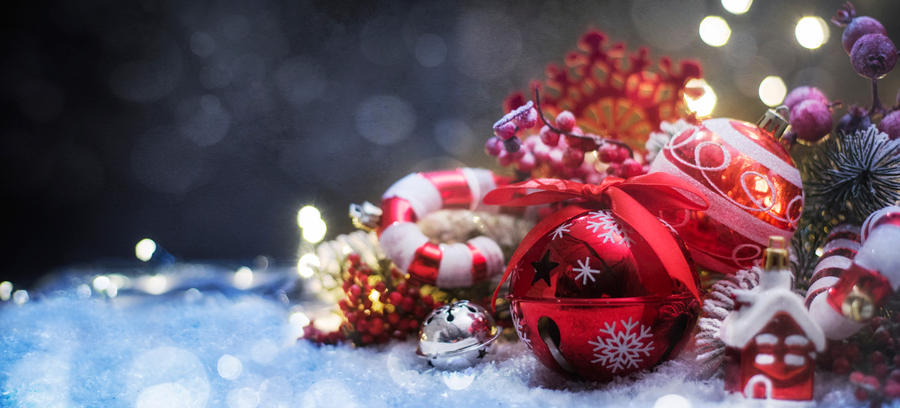 Christmas decoration, Christmas and New Year holidays background, winter season.