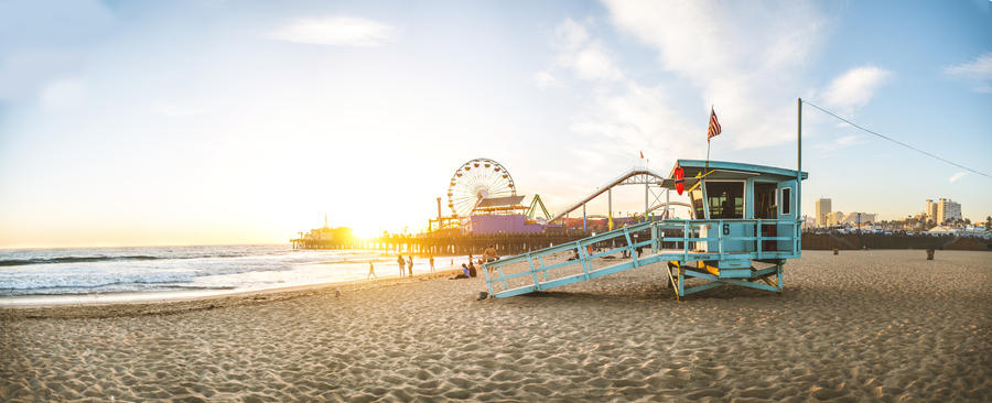 Santa Monica pier at sunset, Los Angeles