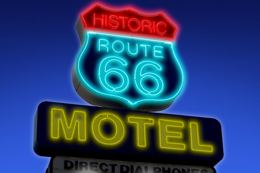 Motel sign on Route 66 USA