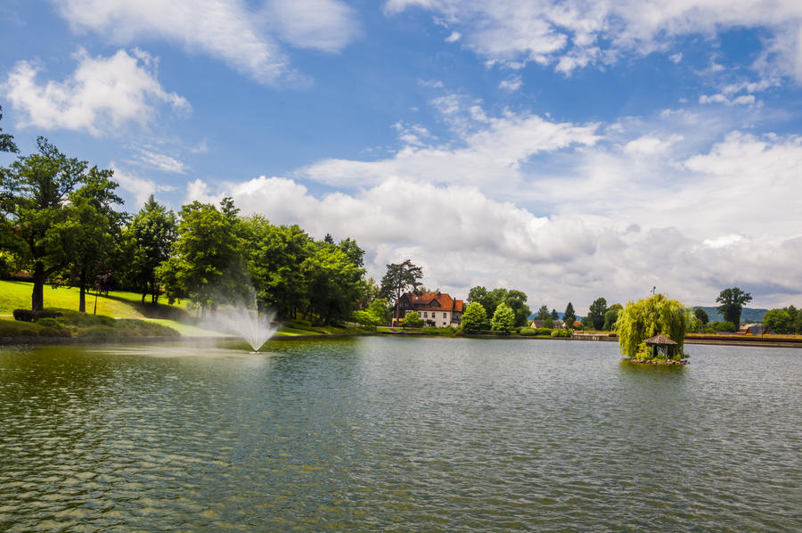 Pond in the Spa Park in Kudowa-Zdroj
