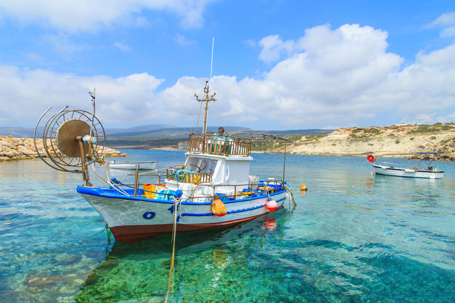 Fishing boats in a port in Pafos, Cyprus 