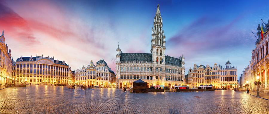 Grand Place in Brussels in night, Belgium