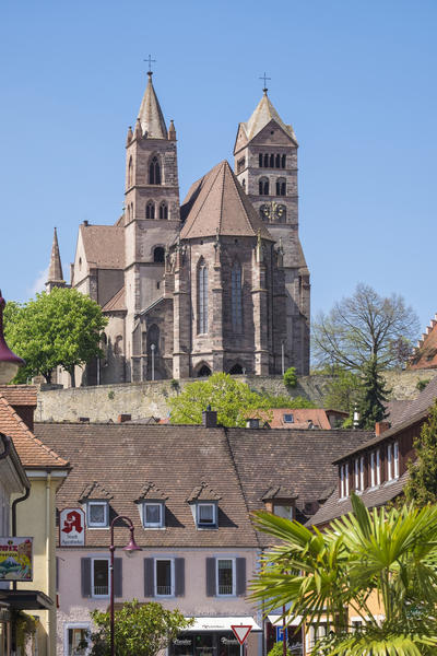 Pedestrian street with minster Breisach, Germany