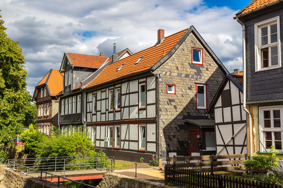 Historical street in Goslar in a beautiful summer day, Germany