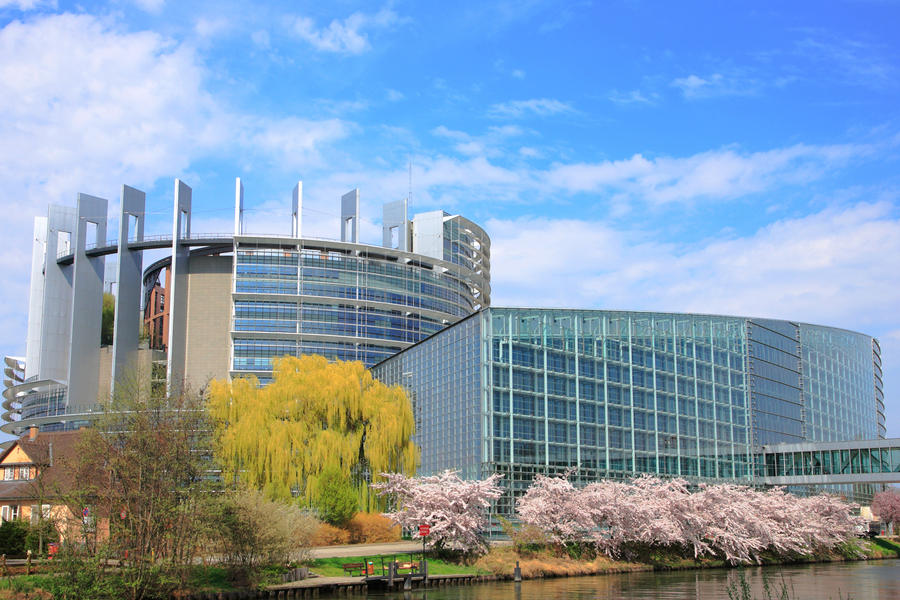 The European Parliament building, in Strasbourg, France