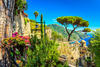 Romantic decoration flowers and ornamental garden,Villa Rufolo,Ravello,Amalfi coast,Italy,Europe