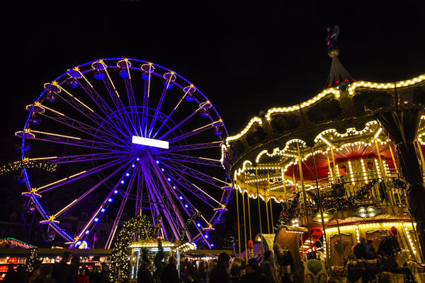 Turning Ferris wheel on achristmas market, Maastricht, the Netherlands