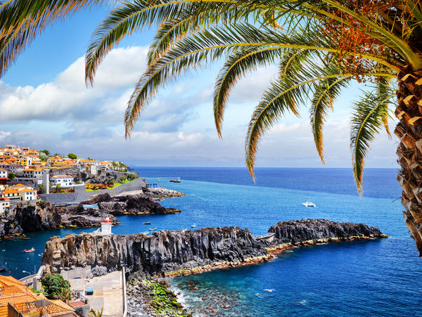 View of Camara de Lobos, small fisherman village on Madeira island