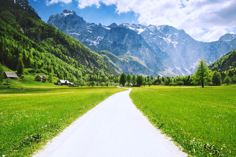 Logar valley or Logarska dolina, Slovenia, Europe. Travel, Inspiration, Freedom, Healthy Lifestyles background