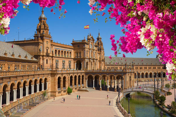 Famous square of Spain in Seville, Andalusia, Spain