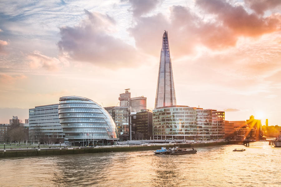 London City Hall with sunset