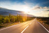 Summer country road with trees beside. Rural up hill, vintage , environment road.Nature road.Asphalt road.